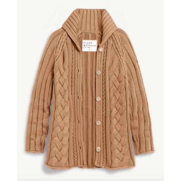 NWT Frank & Eileen Cotswolds Cable Knit Cardigan Camel Large - Picture 4 of 5